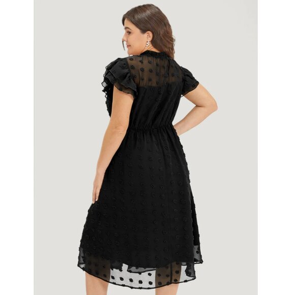 BloomChic Solid Polka Dot Mesh Frill Trim Flutter Dress 22-24(3x). NWT - Picture 2 of 3